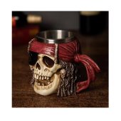 Halba de bere Pirate Skull 400 ml, inox+rasina, multicolora