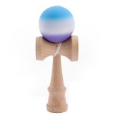 Kendama profesionala din lemn de fag 18 cm, 160 g cu bila 80 g, vopsea aderenta mata, design Blue–Purple Gradient