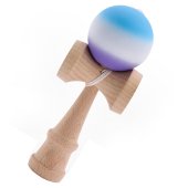 Kendama profesionala din lemn de fag 18 cm, 160 g cu bila 80 g, vopsea aderenta mata, design Blue–Purple Gradient