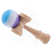 Kendama profesionala din lemn de fag 18 cm, 160 g cu bila 80 g, vopsea aderenta mata, design Blue–Purple Gradient