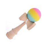 Kendama profesionala din lemn de fag 18 cm, 160 g cu bila 80 g, vopsea aderenta mata, design Rainbow Fade