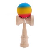 Kendama profesionala din lemn de fag 18 cm, 160g cu bila 80g, vopsea aderenta mata, design Rainbow Gradient 