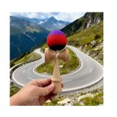 Kendama profesionala din lemn de fag 18 cm, vopsea aderenta mata, design Aurora Fade