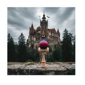 Kendama profesionala din lemn de fag 18 cm, vopsea aderenta mata, design Aurora Fade