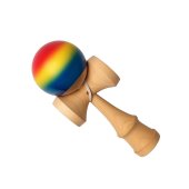 Kendama profesionala din lemn de fag 18 cm, vopsea lucioasa, design Rainbow Gradient, Rosu/Galben/Albastru