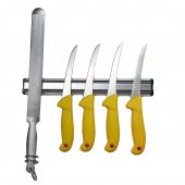 Kit profesional macelarie 4 Cutite dezosat 28 cm, 1 pila pentru ascutit 30 cm si suport magnetic