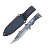 Kit supravietuire 14 piese, cutit Deer 27 cm, lanterna LED, busola, amnar, bratara paracord, camping, drumetii, outdoor, negru