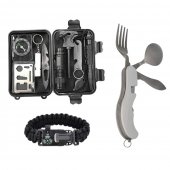 Kit supravietuire multifunctional 14 piese, camping, drumetie, pescuit, vanatoare