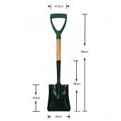 Lopata auto pentru zapada din metal, 68 cm, Maner din lemn si prindere tip D, Verde