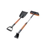 Lopata pentru zapada 5 in 1, multifunctionala, telescopica, rotativa, cu perie si racleta, aluminiu si ABS, 100 x 25 cm, negru