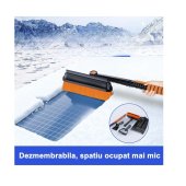Lopata pentru zapada 5 in 1, multifunctionala, telescopica, rotativa, cu perie si racleta, aluminiu si ABS, 100 x 25 cm, negru