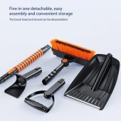 Lopata pentru zapada 5 in 1, multifunctionala, telescopica, rotativa, cu perie si racleta, aluminiu si ABS, 100 x 25 cm, negru