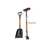 Lopata pentru zapada 5 in 1, multifunctionala, telescopica, rotativa, cu perie si racleta, aluminiu si ABS, 100 x 25 cm, negru