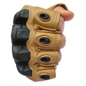 Manusi tactice militare fara degete, Coyote, Vinil, protectie cauciuc, marime M