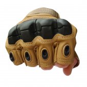Manusi tactice militare fara degete, Coyote, Vinil, protectie cauciuc, marime XL