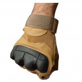 Manusi tactice militare fara degete, Coyote, Vinil, protectie cauciuc, marime XL
