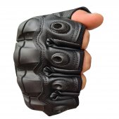 Manusi tactice militare fara degete, Negru, Vinil, protectie cauciuc, marime XL