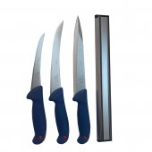 Set macelarie format din 3 cutite profesionale, injunghiat, filetat, dezosat si suport magnetic 34 cm