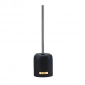 Perie WC Bath cu suport ceramic pentru toaleta si maner inalt cromat, Negru/Crom, 11.4x43.4 cm