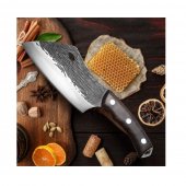 Satar profesional bucatar, Full Tang, 422 g, lama forjata, otel carbon, husa inclusa
