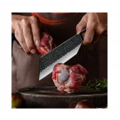 Satar profesional bucatar, Full Tang, lama forjata, otel carbon, 415g, husa inclusa