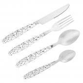 Set 12 tacamuri otel inoxidabil Black Dot Desing, maner plastic