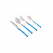 Set 12 tacamuri otel inoxidabil Blue Desing, maner plastic albastru
