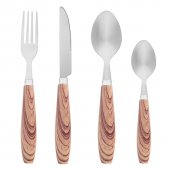 Set 12 tacamuri otel inoxidabil Wood Desing, maner plastic