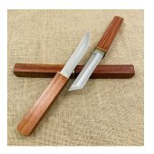 Set 2 Cutite de tip Puukko & Tanto, otel D2, maner lemn, 246 mm, sistem teaca Tight Fit, Cutie depozitare inclusa