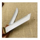 Set 2 Cutite de tip Puukko & Tanto, otel D2, maner lemn, 246 mm, sistem teaca Tight Fit, Cutie depozitare inclusa