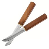 Set 2 Cutite de tip Puukko & Tanto, otel D2, maner lemn, 246 mm, sistem teaca Tight Fit, Cutie depozitare inclusa