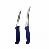 Set 2 Cutite profesionale pentru macelarie MDM-Blue WA, filetat, dezosat, otel inoxidabil