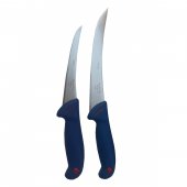 Set 2 Cutite profesionale pentru macelarie MDM-Blue WS, filetat, dezosat, otel inoxidabil