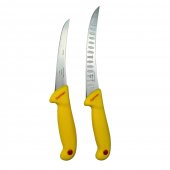 Set 2 Cutite profesionale pentru macelarie MDM-Gold WA, filetat, dezosat, otel inoxidabil