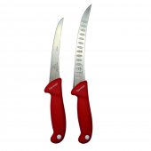 Set 2 Cutite profesionale pentru macelarie MDM-Red WA, filetat, dezosat, otel inoxidabil