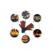 Set 2 Manusi BBQ ignifuge pentru gratar, Negru/Rosu, maxim 300°C