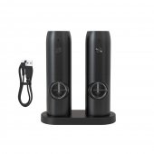 Set 2 Rasnite electrice pentru sare, piper, condimente, Grad macinare reglabil, Iluminare LED, incarcare USB