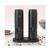 Set 2 Rasnite electrice pentru sare, piper, condimente, Grad macinare reglabil, Iluminare LED, incarcare USB