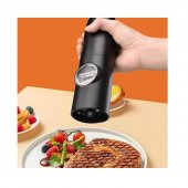 Set 2 Rasnite electrice pentru sare, piper, condimente, Grad macinare reglabil, Iluminare LED, incarcare USB