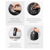 Set 2 Rasnite electrice pentru sare, piper, condimente, Grad macinare reglabil, Iluminare LED, incarcare USB
