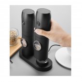 Set 2 Rasnite electrice pentru sare, piper, condimente, Grad macinare reglabil, Iluminare LED, incarcare USB