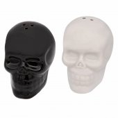 Set 2 solnite ceramice sub forma de craniu, sare/piper , 60 ml, Alb/Negru