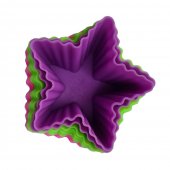Set 24 forme din silicon sub forma de Stea pentru Savarine, Tarte, Briose, Prajituri 35x70 mm, Multicolore