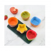 Set 24 forme din silicon sub forma de Stea pentru Savarine, Tarte, Briose, Prajituri 35x70 mm, Multicolore