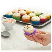 Set 24 forme rotunde din silicon pentru Savarine, Tarte, Briose, Prajituri 35x70 mm, Multicolore