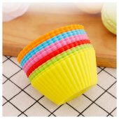 Set 24 forme rotunde din silicon pentru Savarine, Tarte, Briose, Prajituri 35x70 mm, Multicolore