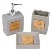 Set 3 accesorii pentru baie, ceramice, Nordic Nature Antracit