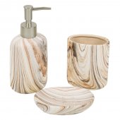 Set 3 accesorii pentru baie, ceramice, Nordic Wood Design