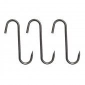 Set 3 carlige macelar tip S, 23cm, Ø10 mm, inox