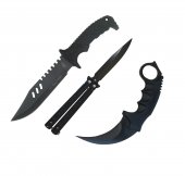 Set 3 cutite Army, Cutit Vanatoare, Karambit, Balisong 